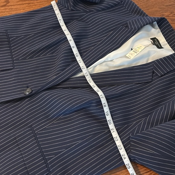 NWT Talbots Blue Pinstripe Blazer Professional Suit Jacket cotton stretch 18W - Picture 12 of 13